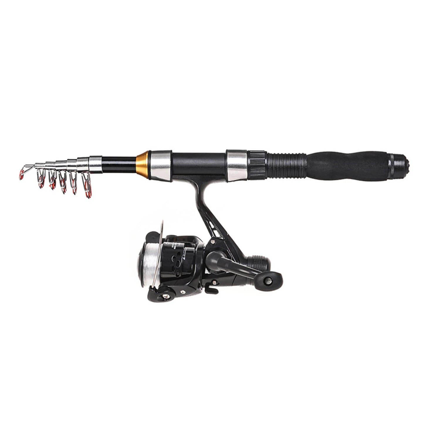 US Fishing Rod Reel Combo Full Kit 1.5m Telescopic Fishing Rod Spinning Reel Set