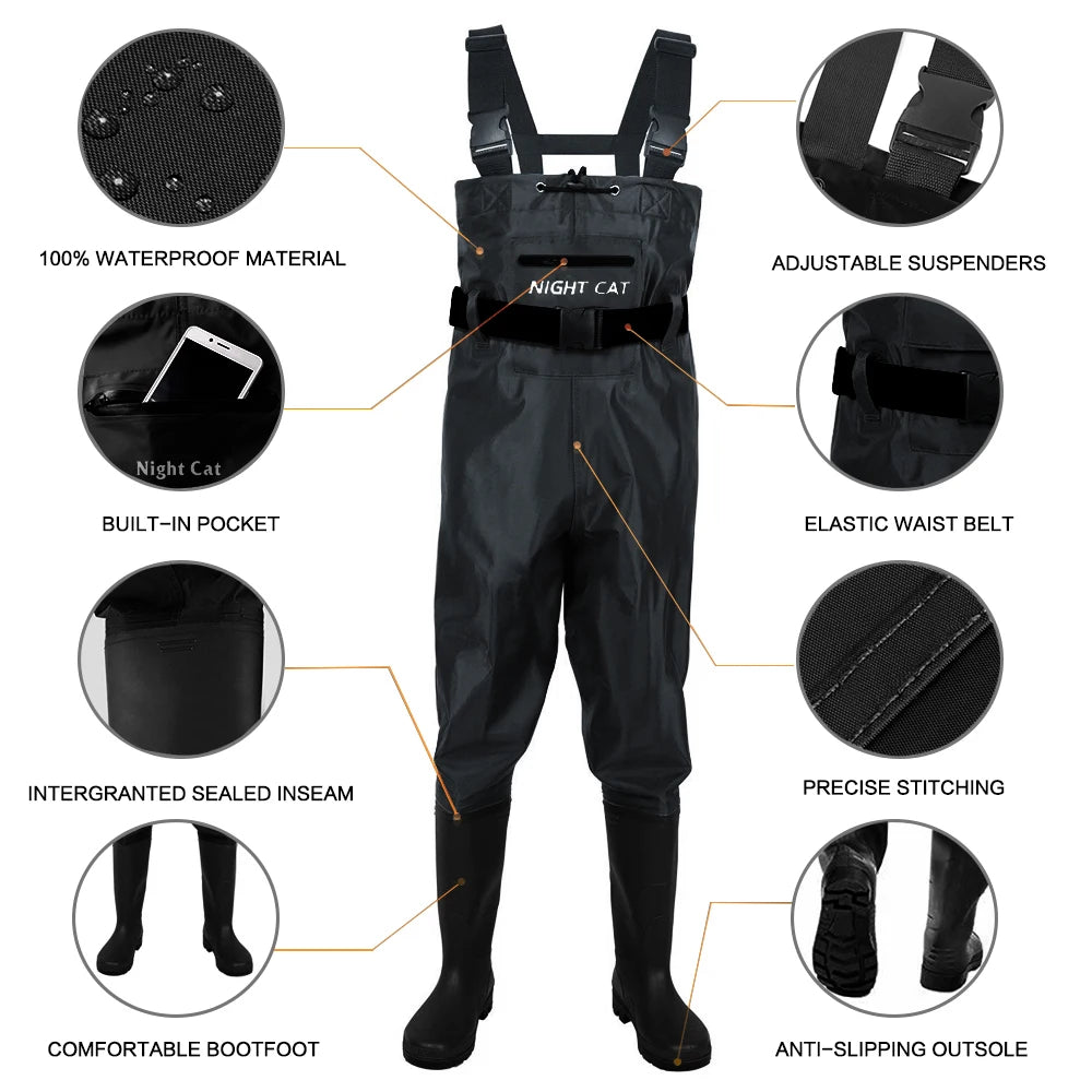 Men's Breathable Waders Waterproof Nylon Chest for Fishing And Hunting Comfortable Repairable Fishing Gear