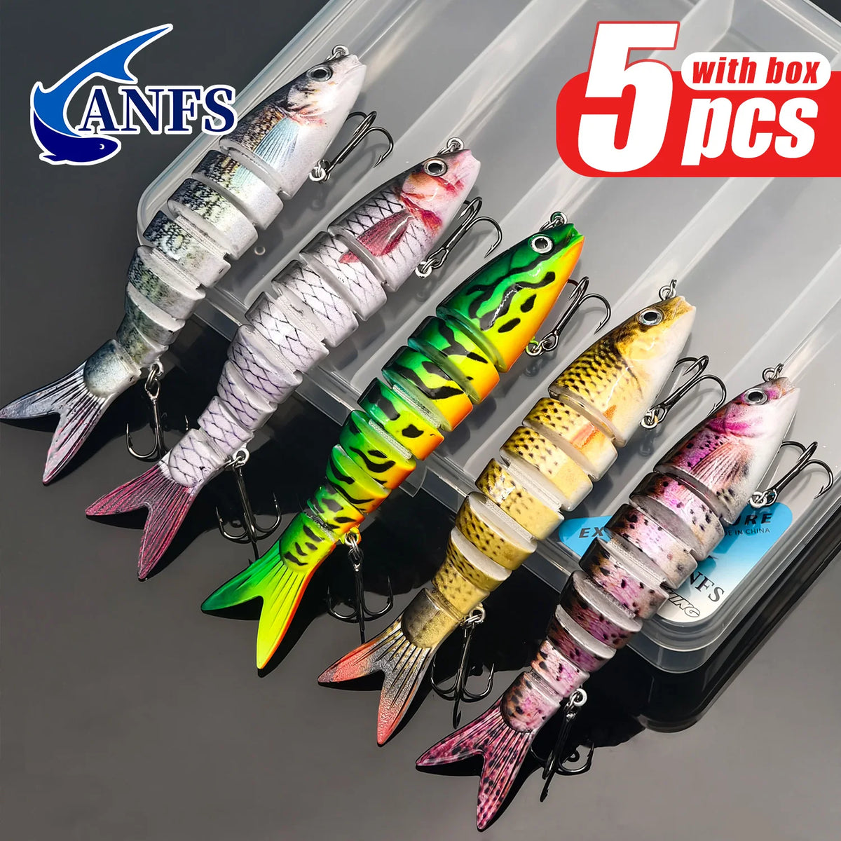 ANFS 5-Pack Multi-Jointed Swimbaits in Assorted Colors