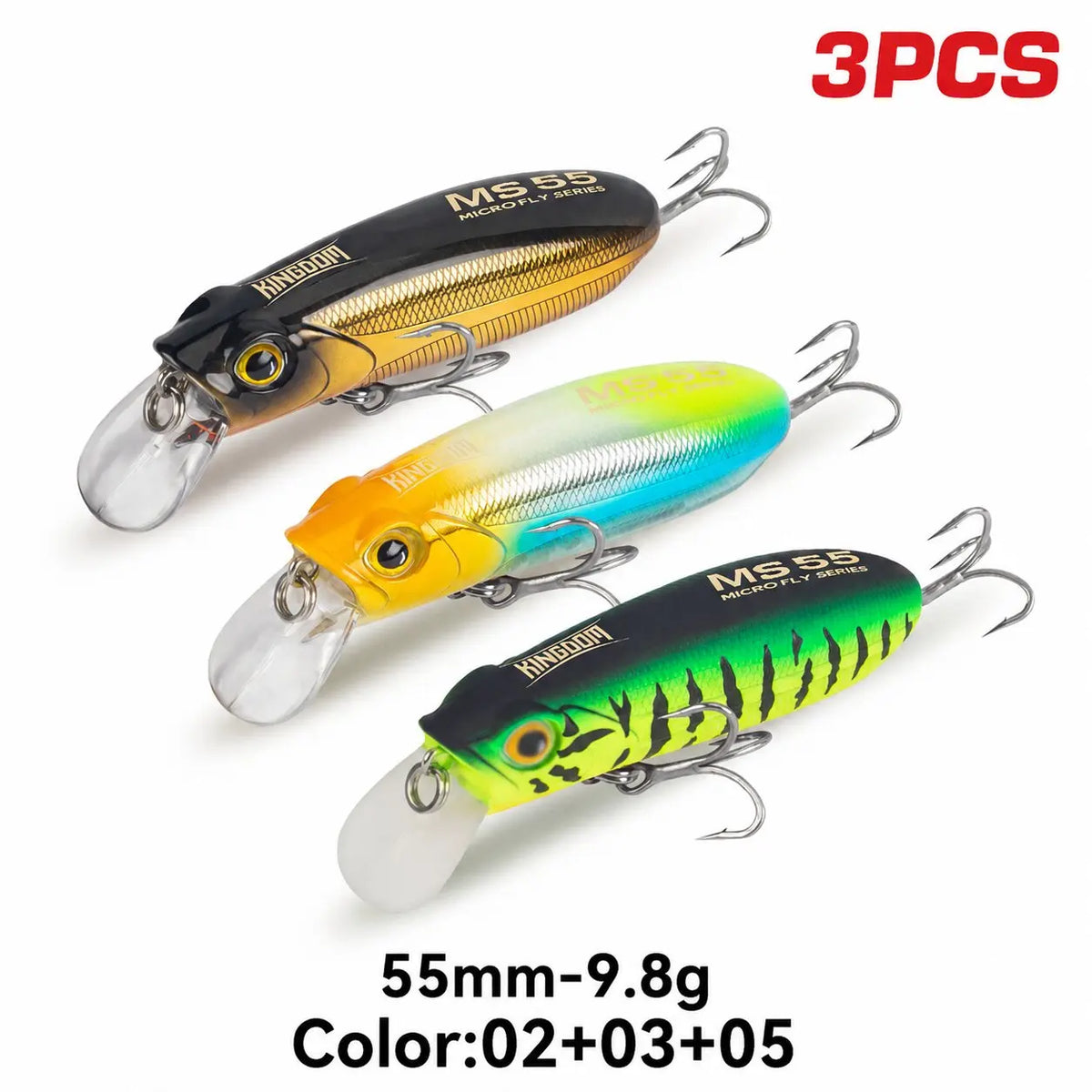 Kingdom 3-Pack Long-Casting Minnow Lures for Seabass & Trout