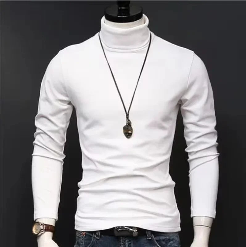 Thermal Underwear Tops Men High Neck Thin Slim Fit Long Sleeve T-shirt