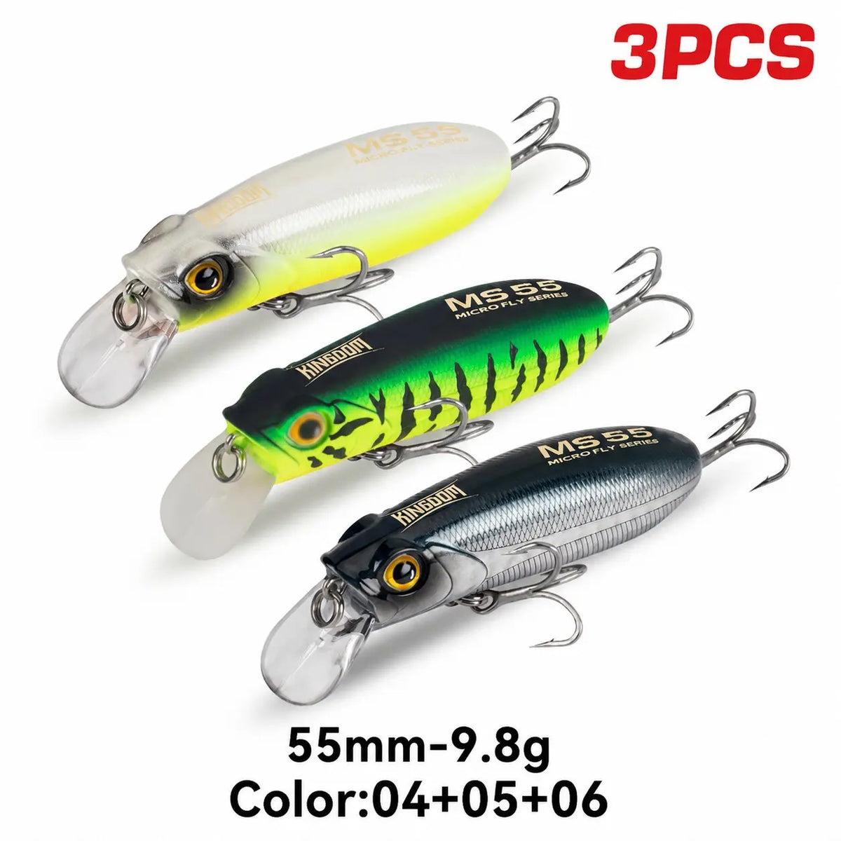 Kingdom 3-Pack Long-Casting Minnow Lures for Seabass & Trout
