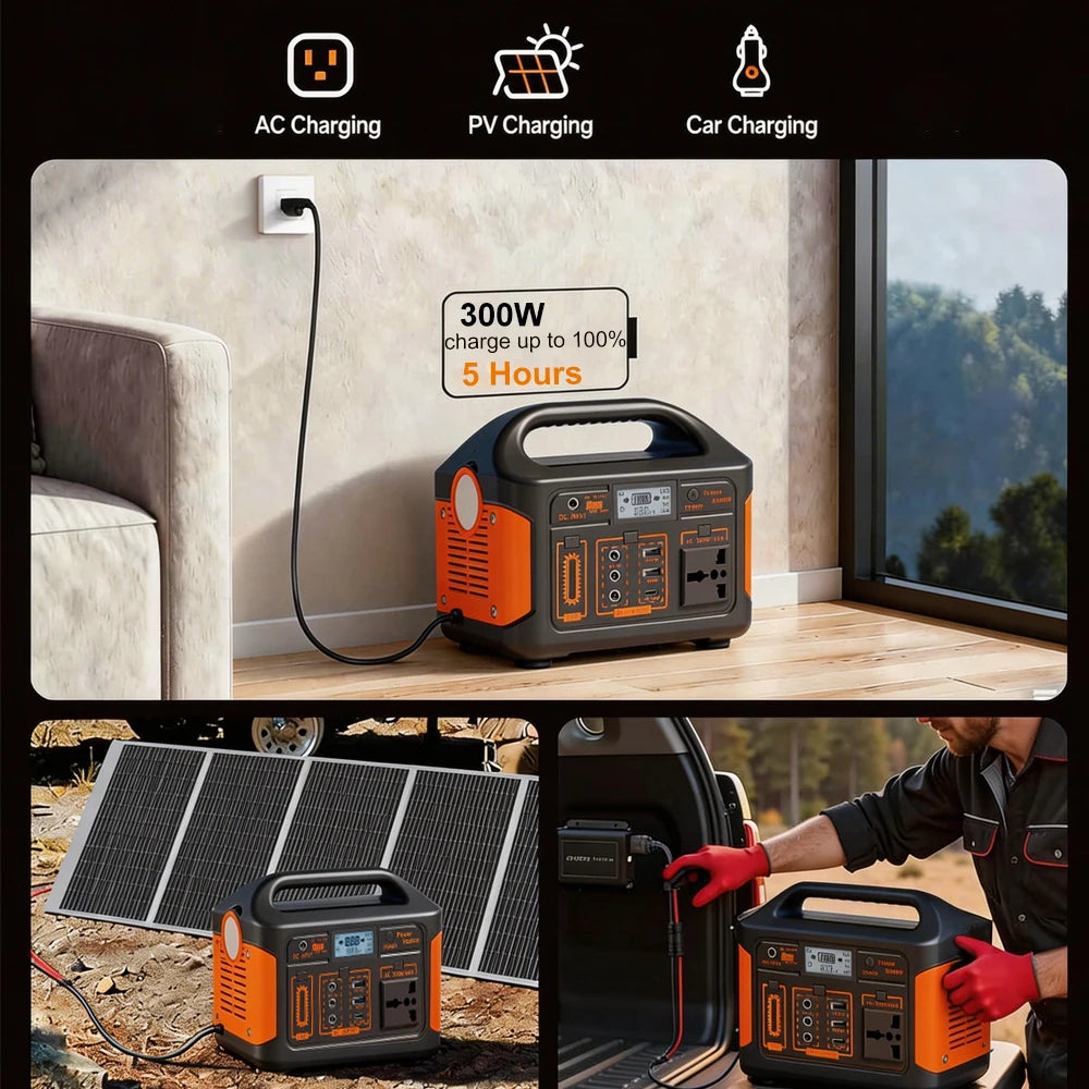 Gaiaray 500W/300W Portable Power Station with LiFePO4 Battery & Solar Generator