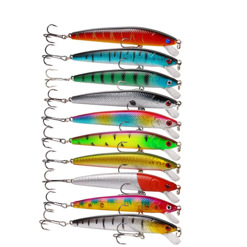 10-Pack Floating Minnow Crankbaits Set with Portable Tackle Box