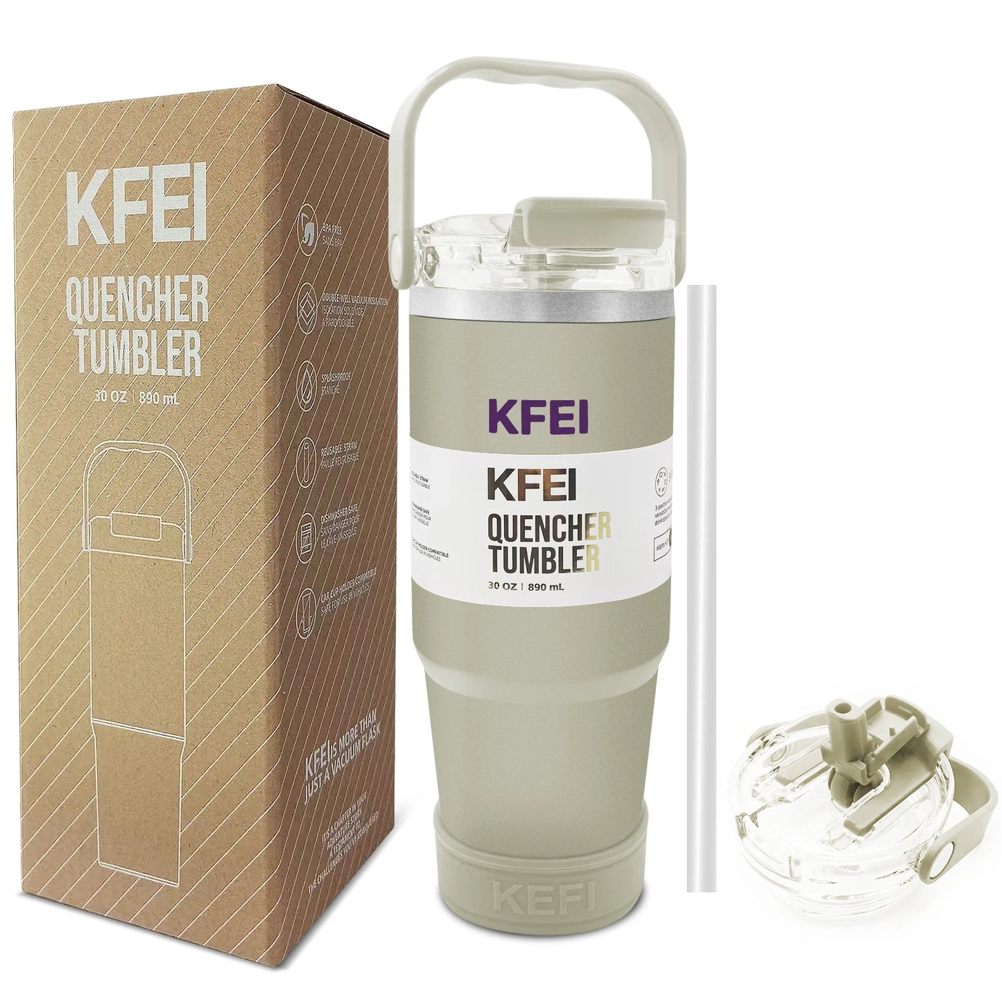 1PCS 30oz Solid Color Double Wall Stainless Tumbler, with Lid And Straw, Insulated